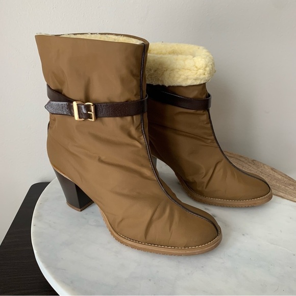 Vintage boot GOLO brand high heel boots, Nylon Tan Size 7 Vibram Sole Waterproof - Picture 7 of 15